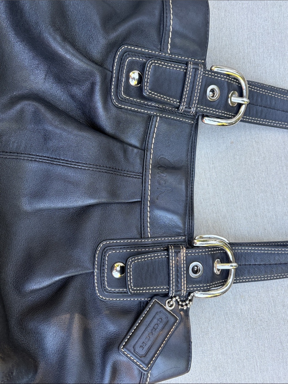 Coach Black Pleated Leather Soho Satchel Shoulder Bag 13732 - Picture 4 of 9